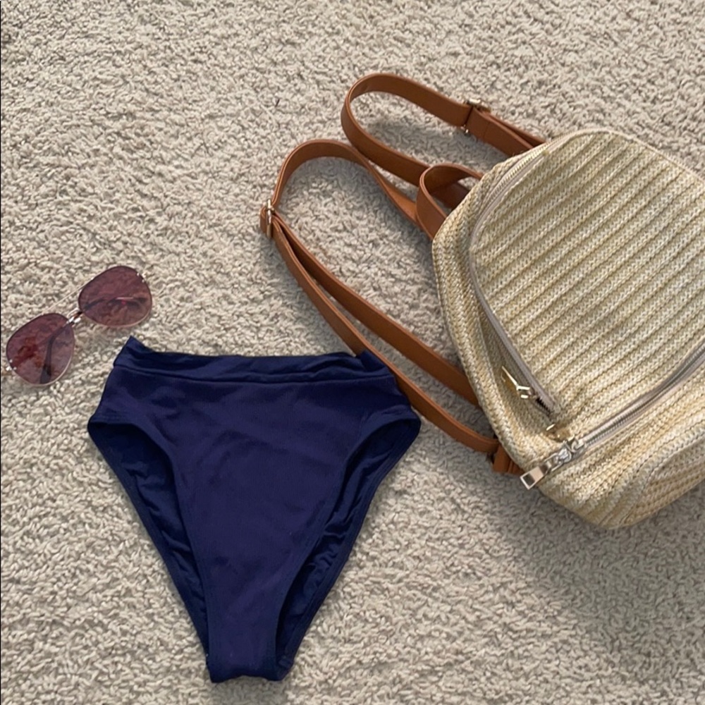 LSpace Navy Blue High Wasted Bikini Bottoms